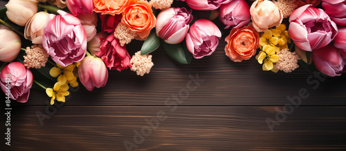 Top View of Mother's Day Concept on Colorful Background with Copy Space   © Envision X