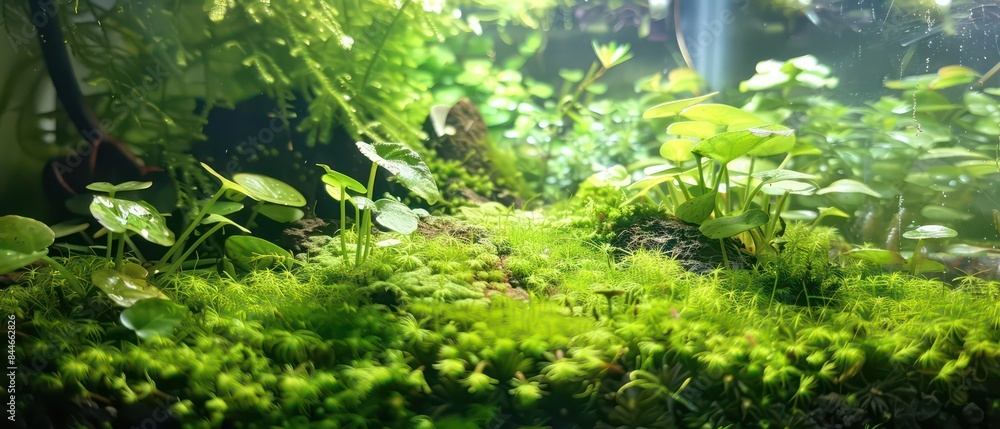 Tiny forest floor flourishes with verdant moss, offering a tranquil retreat in nature's embrace Tiny forest floor flourishes with verdant moss, offering a tranquil retreat in nature's embrace