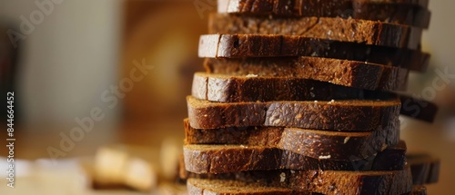 Rustic brown bread slices, embodying wholesome goodness and hearty flavor from freshly milled wheat photo