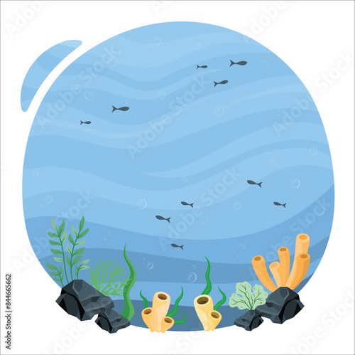 3d Underwater world. Coral reef and fishes in Red sea. Red sea diving big sea turtle. Group of scuba divers exploring coral reef. Underwater sports and tropical vacation. 2295
