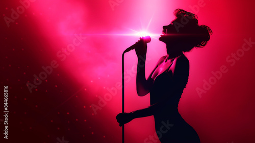 Silhouette of a female singer with a microphone