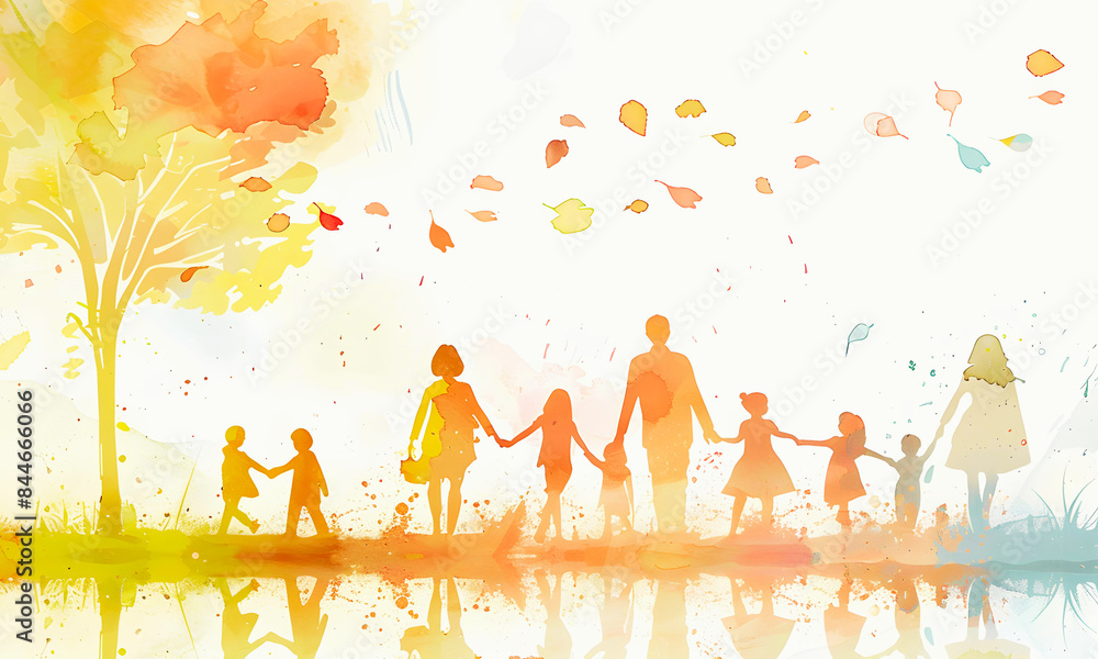 家族、友人、子供、自然、水彩画 家族、友人、子供、自然、水彩画