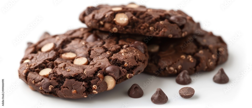 chocolate cookies, a product shot on a white background chocolate cookies, a product shot on a white background
