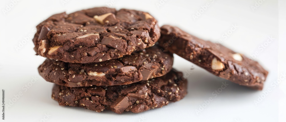 chocolate cookies, a product shot on a white background chocolate cookies, a product shot on a white background