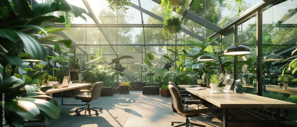 open space office layout with glass roof floods the space, ample space for movement and interaction. natural light, creating a bright and airy ambiance open space office layout with glass roof floods the space, ample space for movement and interaction. natural light, creating a bright and airy ambiance