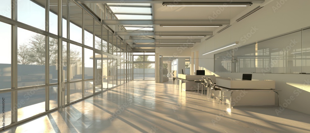 open space office layout with glass roof floods the space, ample space for movement and interaction. natural light, creating a bright and airy ambiance open space office layout with glass roof floods the space, ample space for movement and interaction. natural light, creating a bright and airy ambiance