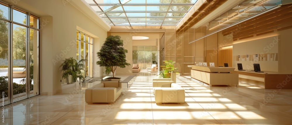 open space office layout with glass roof floods the space, ample space for movement and interaction. natural light, creating a bright and airy ambiance open space office layout with glass roof floods the space, ample space for movement and interaction. natural light, creating a bright and airy ambiance