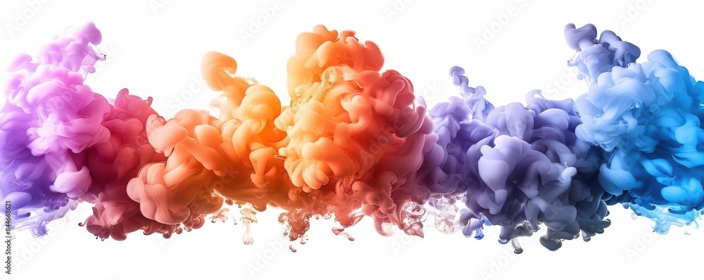 Set of colorful smoke explosions, capturing the dynamic and vivid effect, isolated on a white background with space for text Set of colorful smoke explosions, capturing the dynamic and vivid effect, isolated on a white background with space for text