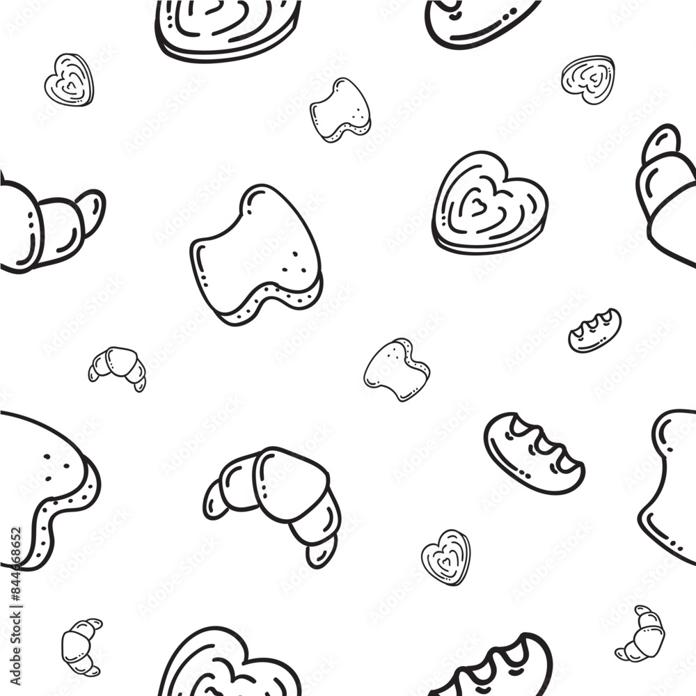 bread icon seamless pattern hand drawn bakery pattern background in doodle style bread icon seamless pattern hand drawn bakery pattern background in doodle style