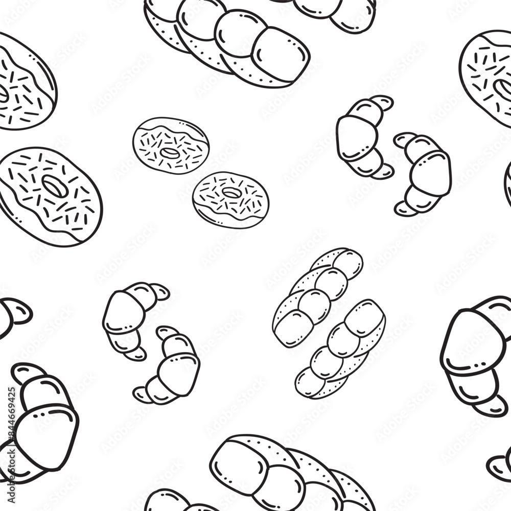 bread icon seamless pattern hand drawn bakery pattern background in doodle style bread icon seamless pattern hand drawn bakery pattern background in doodle style