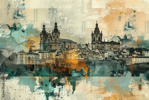 Santiago de Compostela Pilgrimage Site Art Collage

