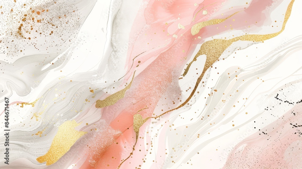 Premium abstract design with organic shapes and milk & coffee patterns in white, pink, and gold with glitter details Premium abstract design with organic shapes and milk & coffee patterns in white, pink, and gold with glitter details
