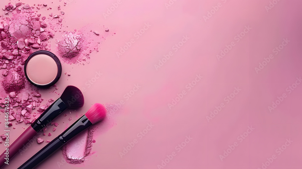 cosmetic makeup on pink color paper background cosmetic makeup on pink color paper background