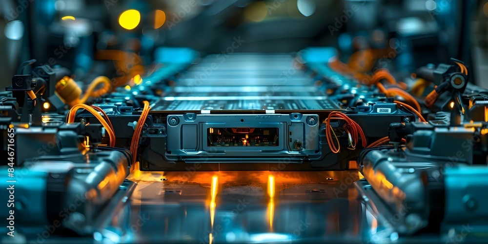 Internal wiring connections in lithium battery pack of an electric car ...