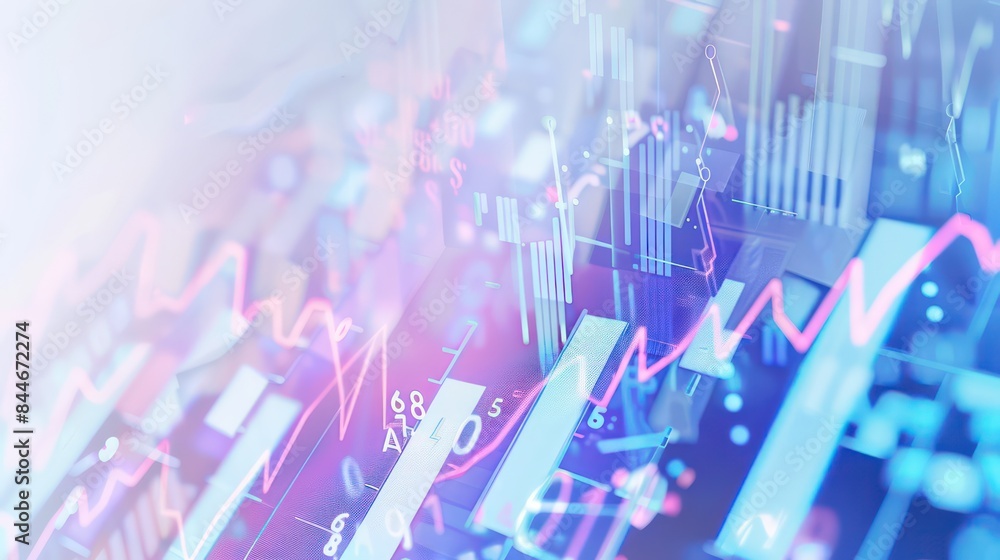 business modern technology, data and chart, mechanical designs, blue violet, double exposure in white background