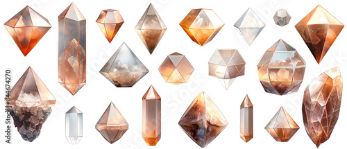 Geometric Symbols in Neutral Tones on Transparent Background 