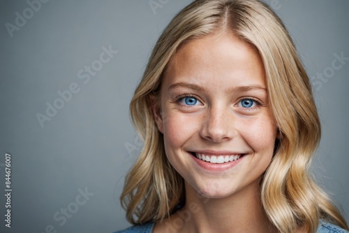 Portrait of a smiling Blue eyed blond girl