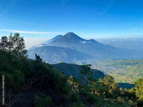 The iconic view of Prau Mountain in Wonosobo Regency, Central Java, Indonesia. It was taken on June 12, 2024 by a professional. It's an iconic mountain in this regency photo