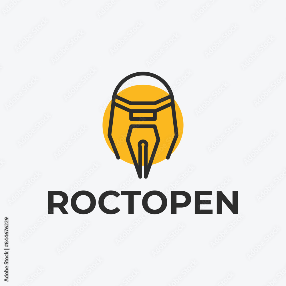 Obraz premium octopus logo with icon octopus pen and robot illustration design.