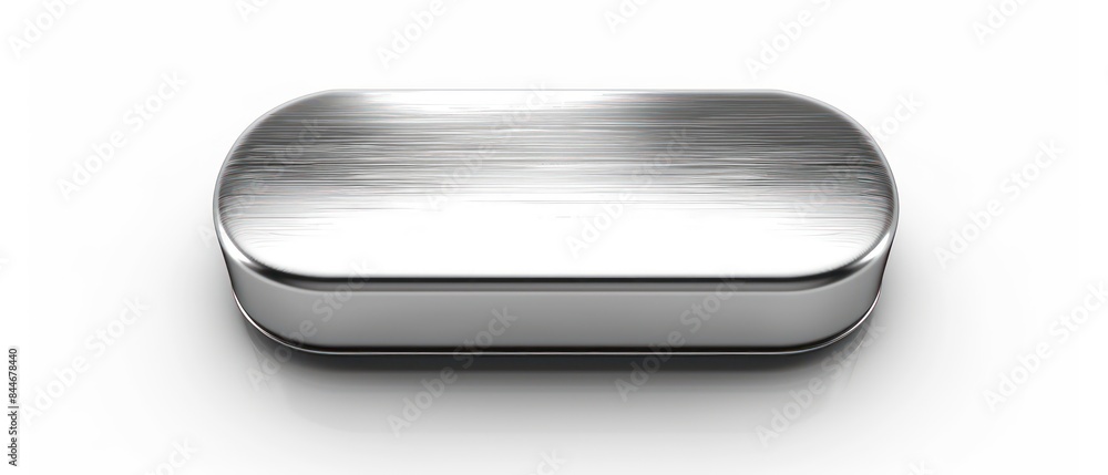 brushed metal rounded rectangle button adds sophistication to any design, set on a clean white backdrop