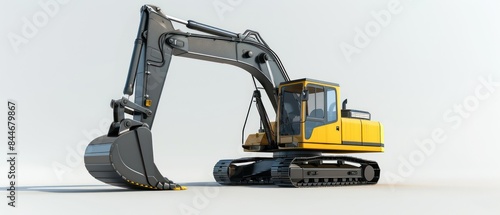 excavator against a white background, emphasizing its design, size, and the engineering precision behind its construction