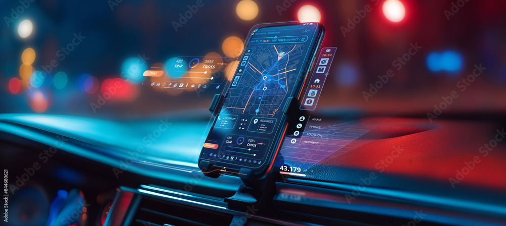 autonomous futuristic car dashboard smartphone mobile holder using ...