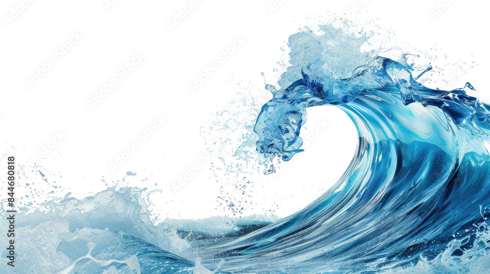 Ocean blue wave isolated on white background Ocean blue wave isolated on white background
