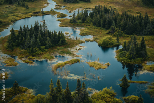 aerial view of an expansive wetland area