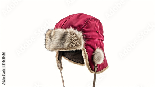 trapper hat isolated on white background photo