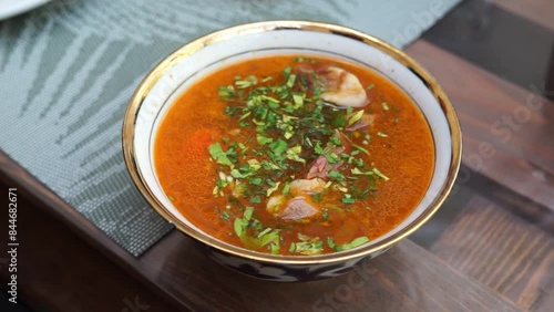 soup shurpa uzbek cuisine dish photo