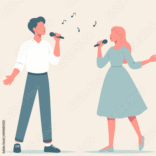 illustration of people singing together with happy