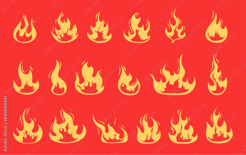 Fire flame cartoon burn isolated set. Vector graphic design illustration Fire flame cartoon burn isolated set. Vector graphic design illustration