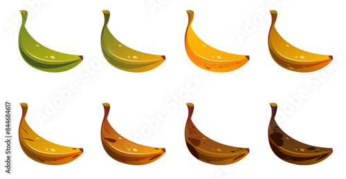 Banana ripeness stages isolated set concept. Vector flat graphic design illustration