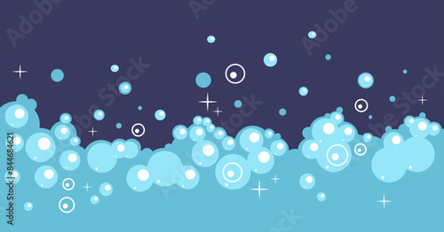 Foam bubble soap bath laundry shampoo concept. Vector flat graphic design illustration
