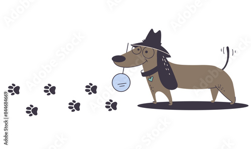 Dog detective investigator character concept. Vector design graphic illustration