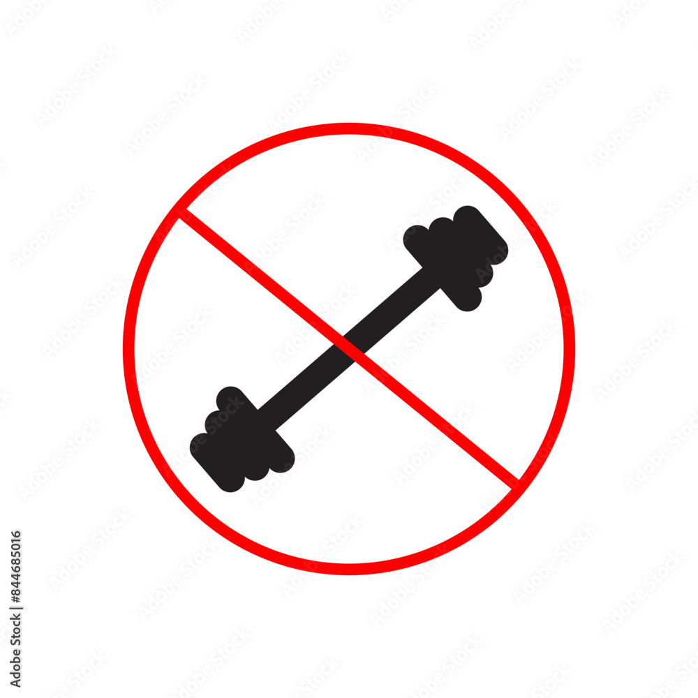 Forbidden weightlifting area indicating no use of barbells permitted Forbidden weightlifting area indicating no use of barbells permitted
