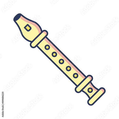 Flute icon wind instrument vector design template