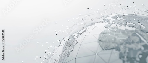  Light gray backdrop with a straightforward globe design and data points, emphasizing global information and connectivity