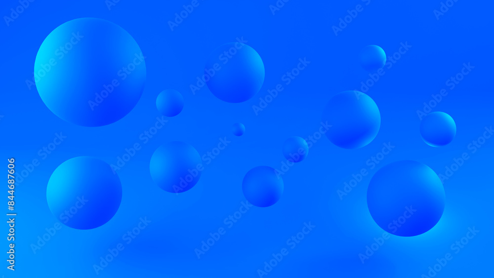 Blue background. Simple minimalistic backdrop. Background with flying bubbles. Balls of different sizes. Background for advertising. Abstract blue wallpaper. Texture, pattern. 3d image Blue background. Simple minimalistic backdrop. Background with flying bubbles. Balls of different sizes. Background for advertising. Abstract blue wallpaper. Texture, pattern. 3d image