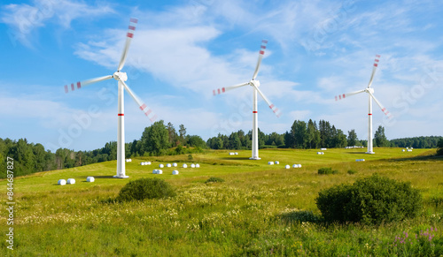 Wind turbines in clearing. ...