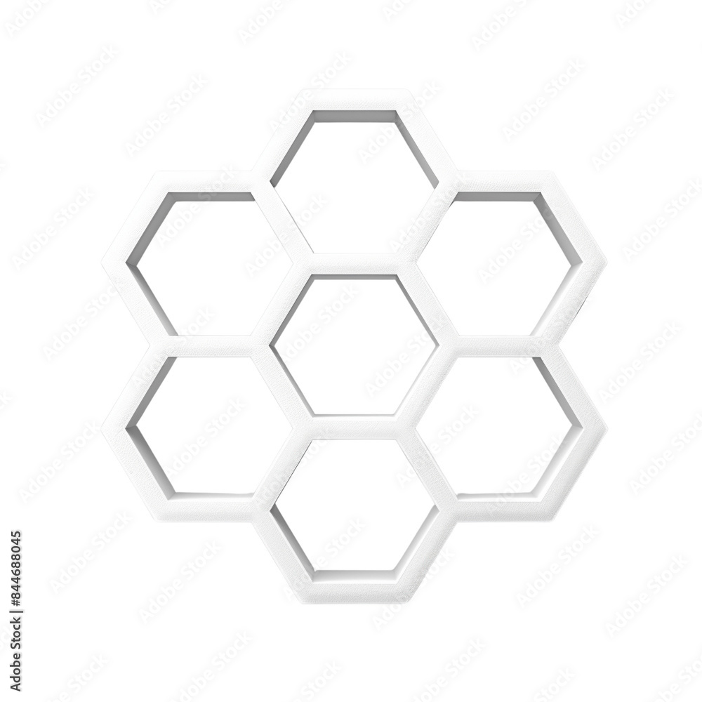 White 3D hexagon honeycomb structure on a transparent background, ideal for technology and modern design concepts. White 3D hexagon honeycomb structure on a transparent background, ideal for technology and modern design concepts.