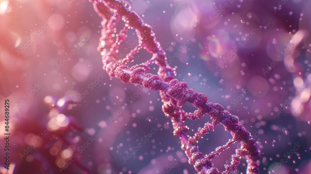 A detailed, high-resolution microscopic view of a DNA helix, showcasing the iconic double helix structure with its intricate patterns and molecular details A detailed, high-resolution microscopic view of a DNA helix, showcasing the iconic double helix structure with its intricate patterns and molecular details