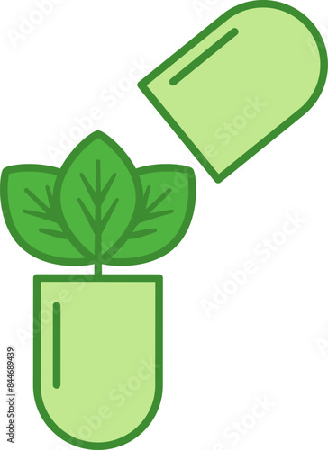 Green Organic Medicine Icon. Vector Icon. Herbal Medicine, Natural Organic Supplements, Dietary Supplement. Healthy Lifestyle Concept