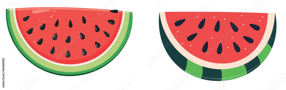 Watermelon slice with seeds cartoon modern illustration. Isolated watermelon triangle slice on white background. Fruit. Summer. Watermelon slice with seeds cartoon modern illustration. Isolated watermelon triangle slice on white background. Fruit. Summer.