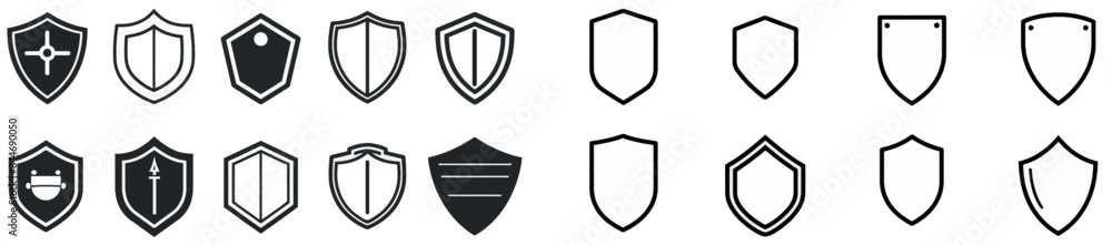 Illustration of a shield outline on a white background. Protective shield frame modern illustration Illustration of a shield outline on a white background. Protective shield frame modern illustration