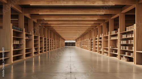 Wallpaper Mural Wooden Japanese warehouse filled with goods. Background image. Created with Generative AI technology. Torontodigital.ca