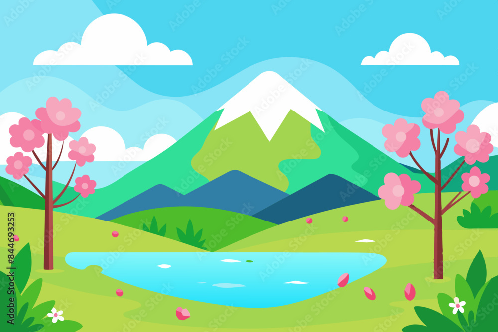 beautiful spring landscape vector illustration beautiful spring landscape vector illustration