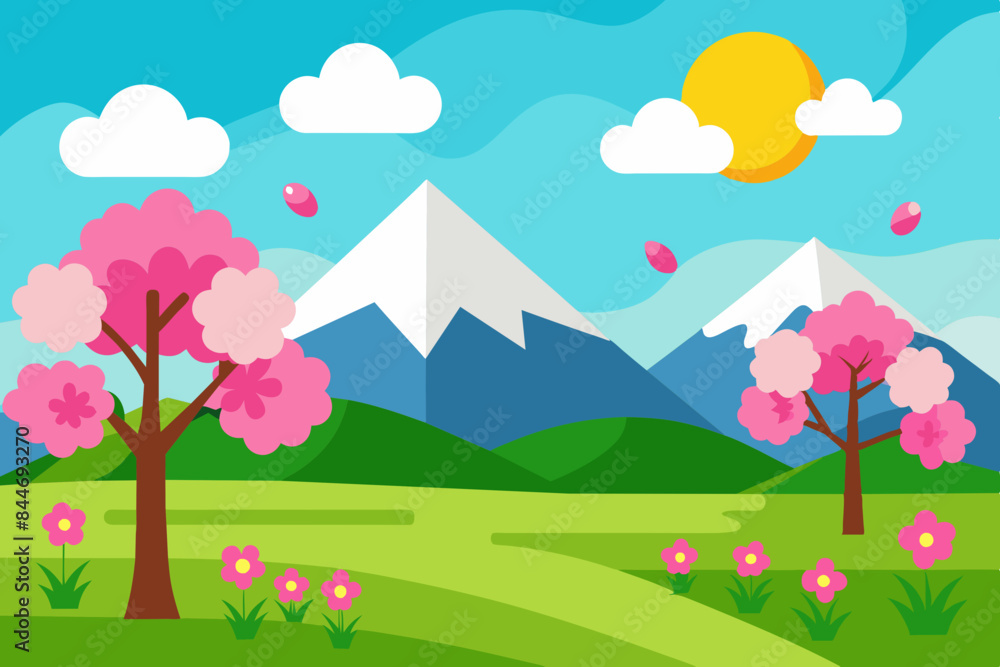 beautiful spring landscape vector illustration beautiful spring landscape vector illustration