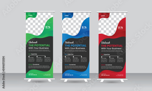 Modern clean professional business stand roll up banner design template 