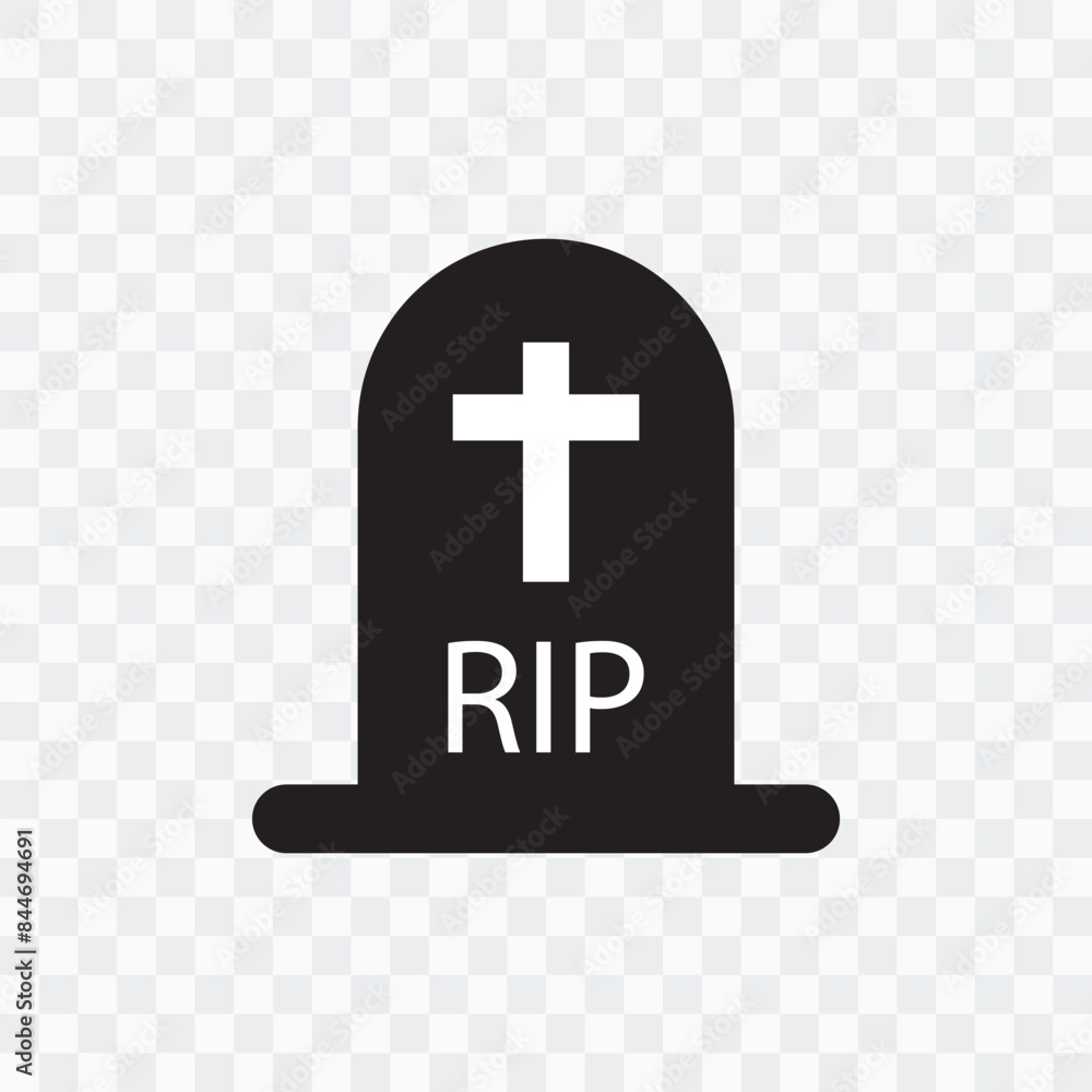 Obraz premium Grave Icon, vector, silhouette. Death icon, vector, Rip grave icon. Sign tombstone vector flat. Burial icon. Vector illustration.